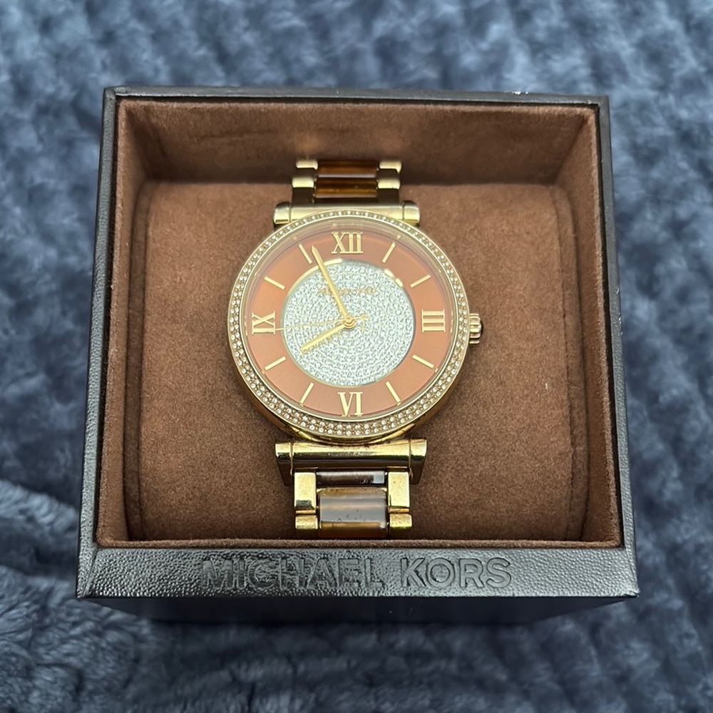 Michael Kors Gold and Tan Women's Watch
